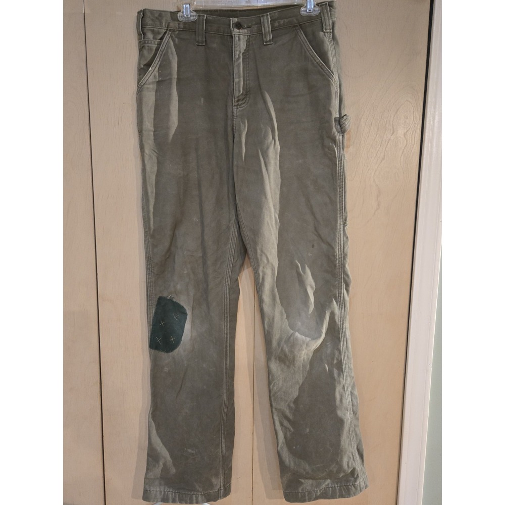 Vintage 2005 Carhartt B111 MOS Flannel Lined Carpenter Pants 32x34 Distressed